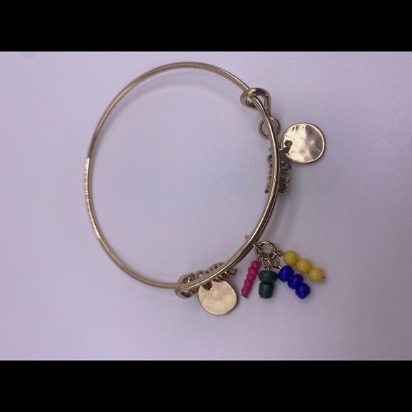4/$20 Gold tone bangle with colorful beads and gold discs - Picture 2 of 6